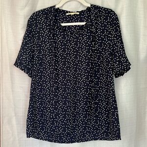 Mimi + Daphne Black White Polka Dot Short-sleeve Blouse Women's Size M